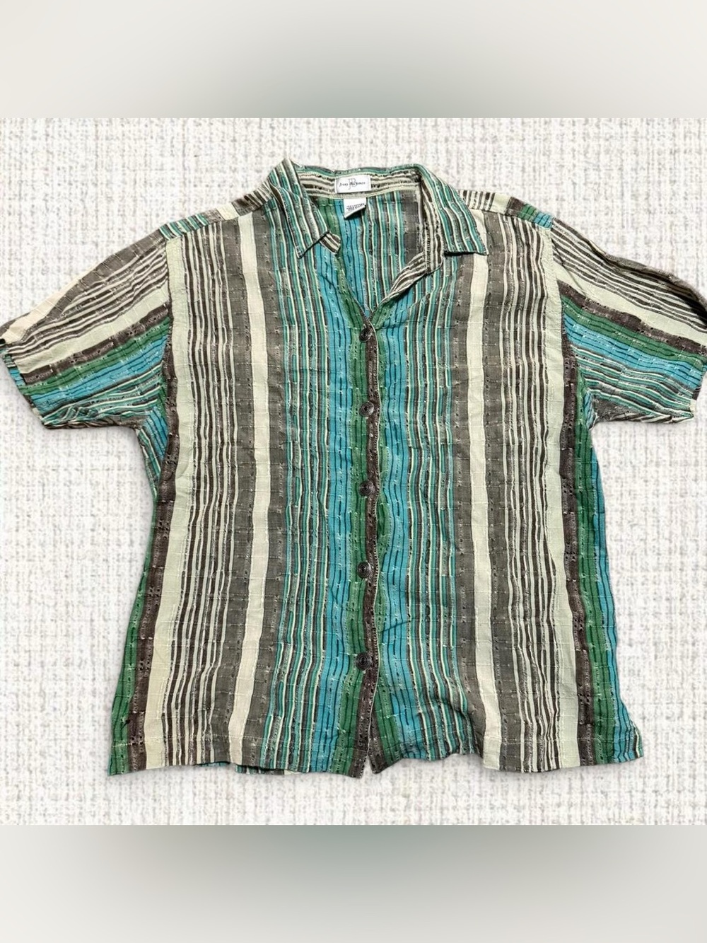 Jenny Buchanan Multicolor Striped Short Sleeve Button Up Shirt - Women’s XL